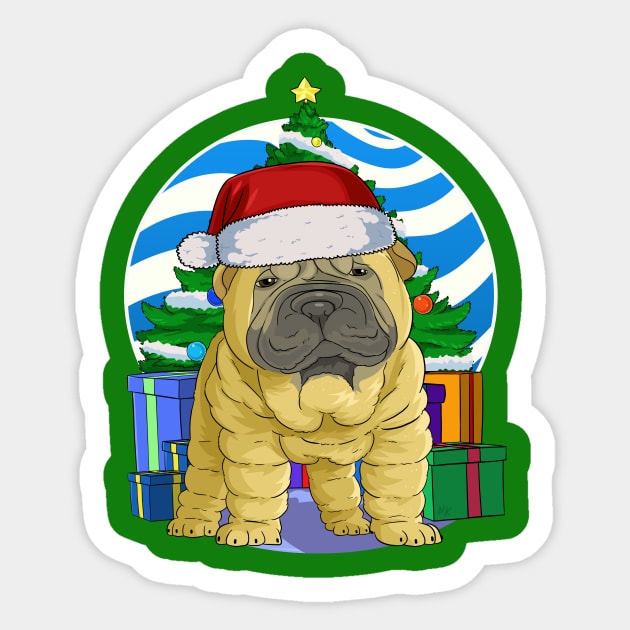 Chinese Shar-Pei Dog Cute Santa Christmas Gift Sticker by Noseking